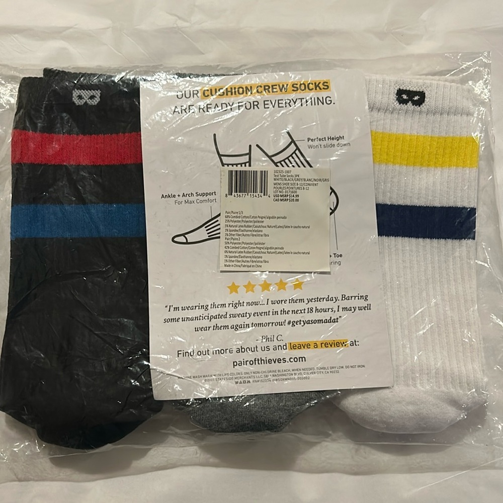 New OUR CUSHION CREW SOCK ARE READY FOR EVERYTHING. MENS SHOE SIZE 8-12